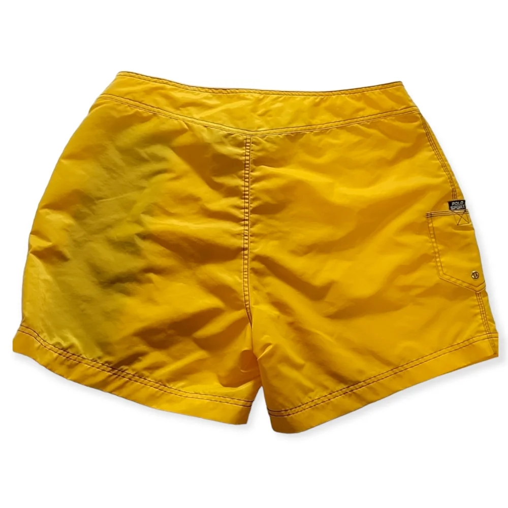 Vintage Polo Sport Ralph Lauren Men's Yellow Nylon Board Shorts Size 38 - Picture 2 of 10